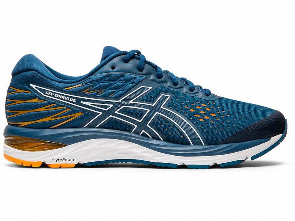 Asics GEL CUMULUS 21 Outlet Hardloopschoenen Heren Wit Blauw